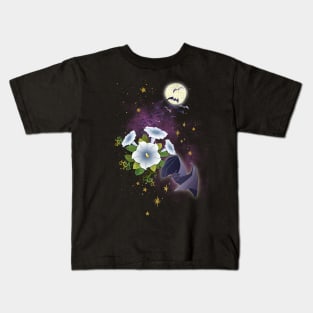 Moonflowers And Flying Bats Kids T-Shirt